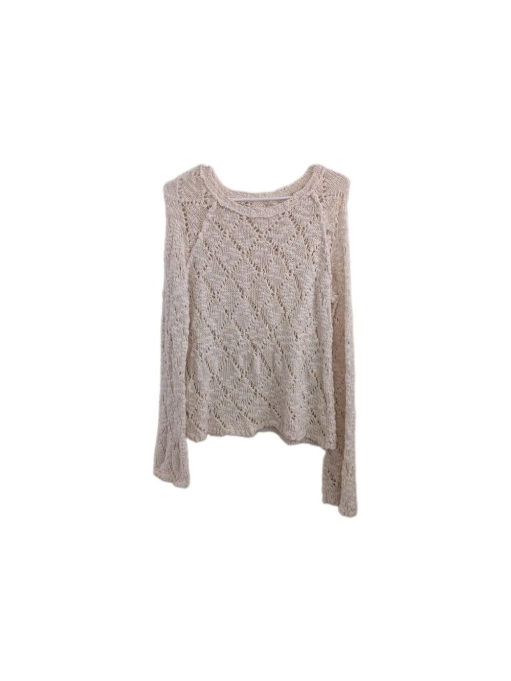 Boho Open Knit Crochet Sweater Womens Medium Cottagecore Lightweight Beach Coast